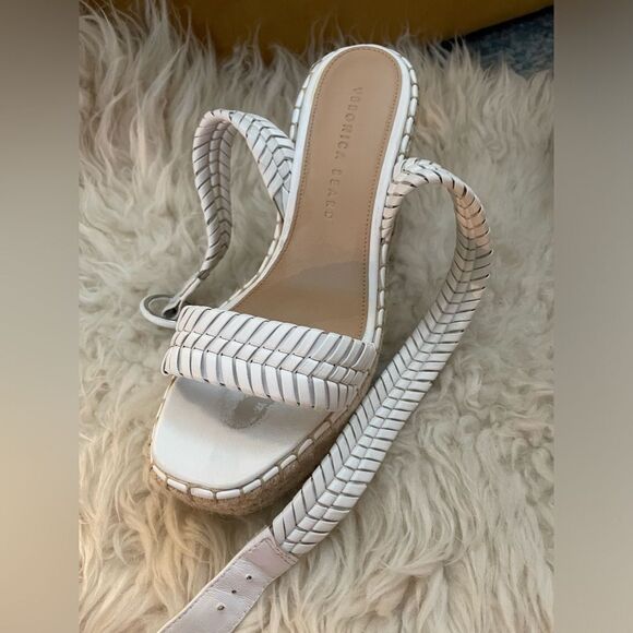 Veronica Beard Rilla Wedge Espadrille Ankle Strap Sandals White 7 - Picture 7 of 9